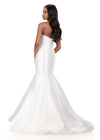 ASHLEYlauren 12278 | Ivory Mikado mermaid gown featuring a strapless neckline, sculpted fitted bodice, and dramatic flared mermaid skirt