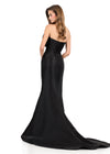 ASHLEYlauren 12279 | Black mikado fitted gown featuring dramatic bow bodice and sleek mermaid silhouette