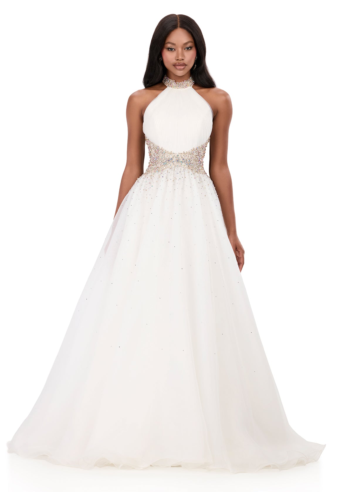 ASHLEYlauren Style 12283 - Flowing Organza Ballgown with Halter Top