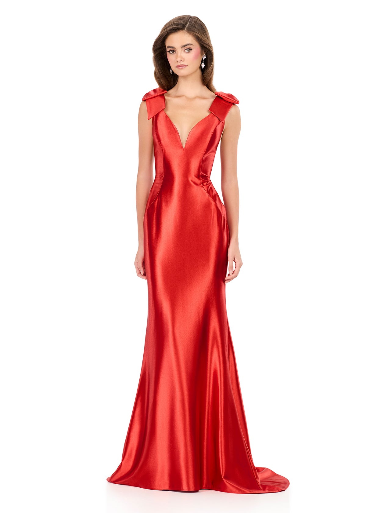 ASHLEYlauren Style 12286 - Jersey Gown with Bow Detailed Straps