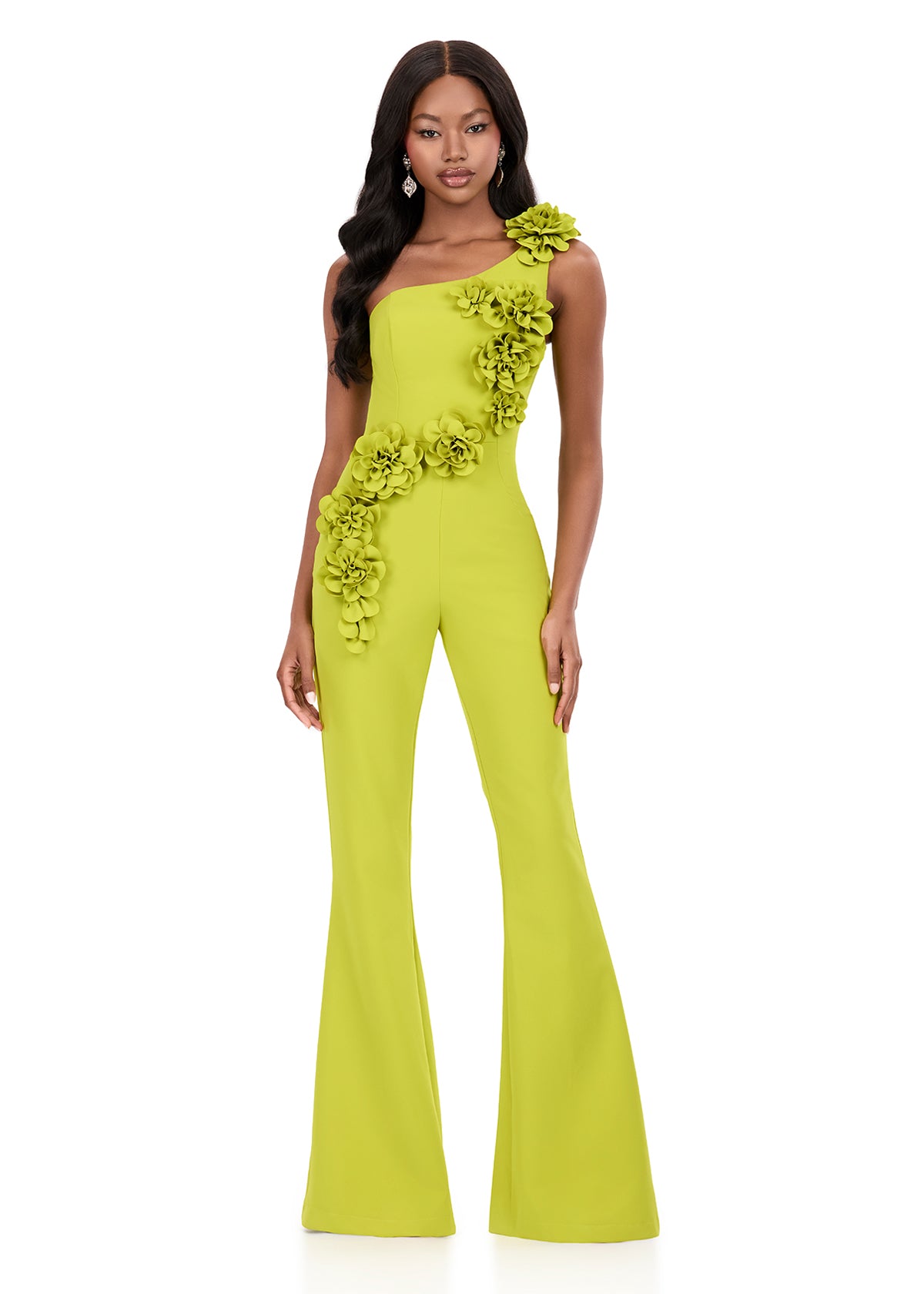 ASHLEYlauren Style 12290 - One Shoulder Jumpsuit with Floral Designs