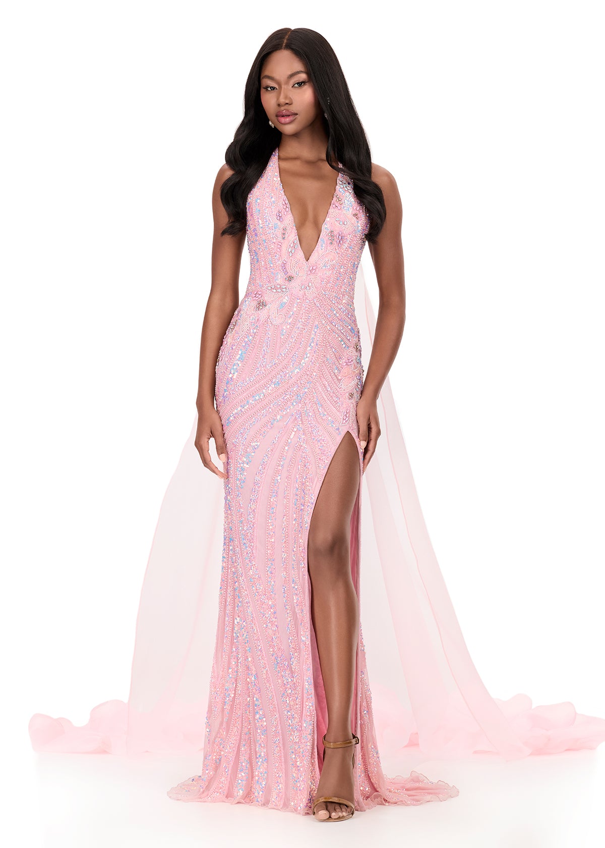 ASHLEYlauren Style 12293 - Flowy Organza Cape with Ruffled Hem