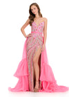 ASHLEYlauren 12293 | Hot-Pink organza cape featuring sculptural ruffle trim and graceful movement for standout prom styling