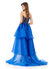 ASHLEYlauren 12295 | Royal layered organza overskirt featuring cascading tiers and dramatic train for elegant pageant styling