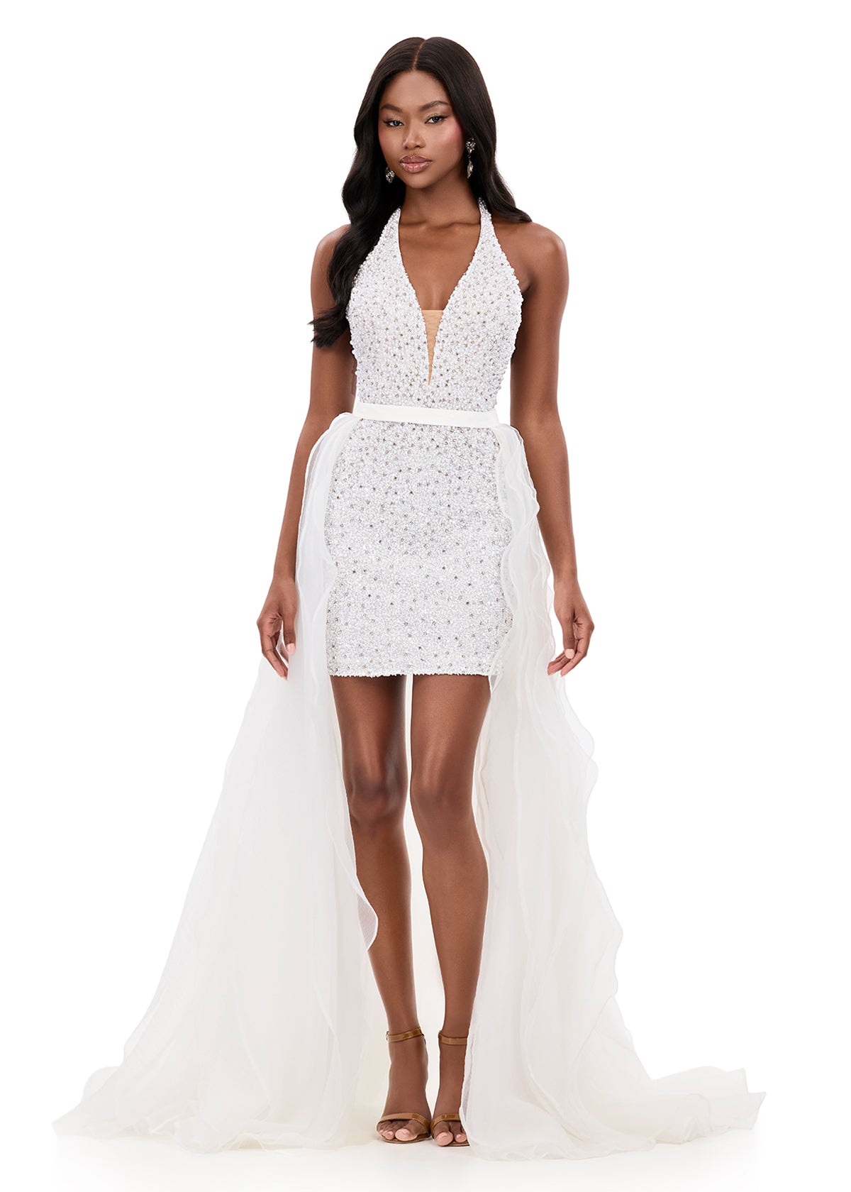 ASHLEYlauren Style 12296 - Ruffled Organza Overskirt