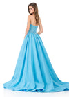 ASHLEYlauren 12298 | Ocean strapless taffeta ball gown featuring a beaded bodice and structured full skirt for classic pageant elegance