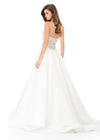 ASHLEYlauren 12299 | Ivory halter neck taffeta ball gown with beaded bodice and voluminous skirt for timeless glamorous styling