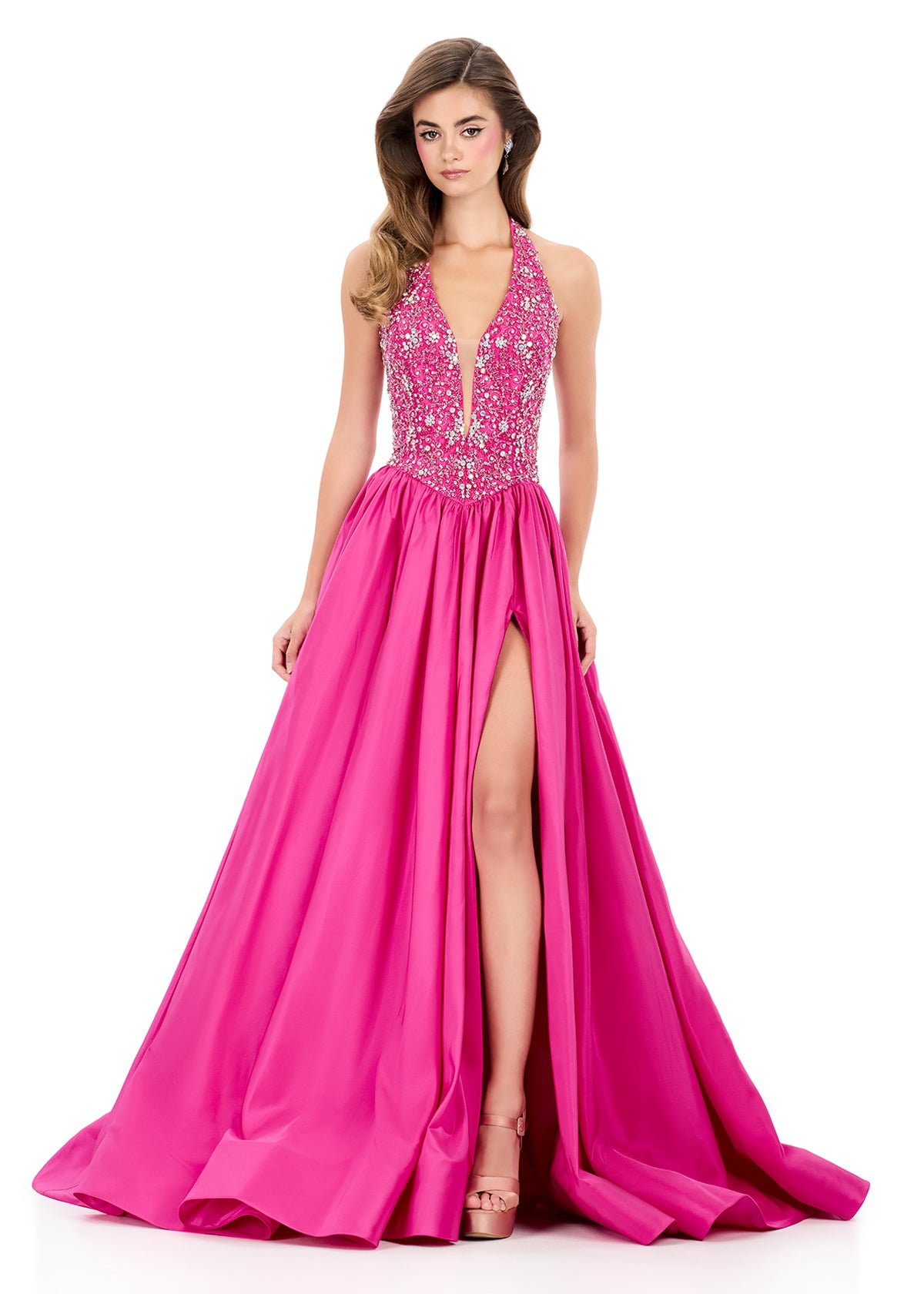 strapless open back dress Navy Blue Prom Dress Long Halter Evening Gowns – alinanova main image 0