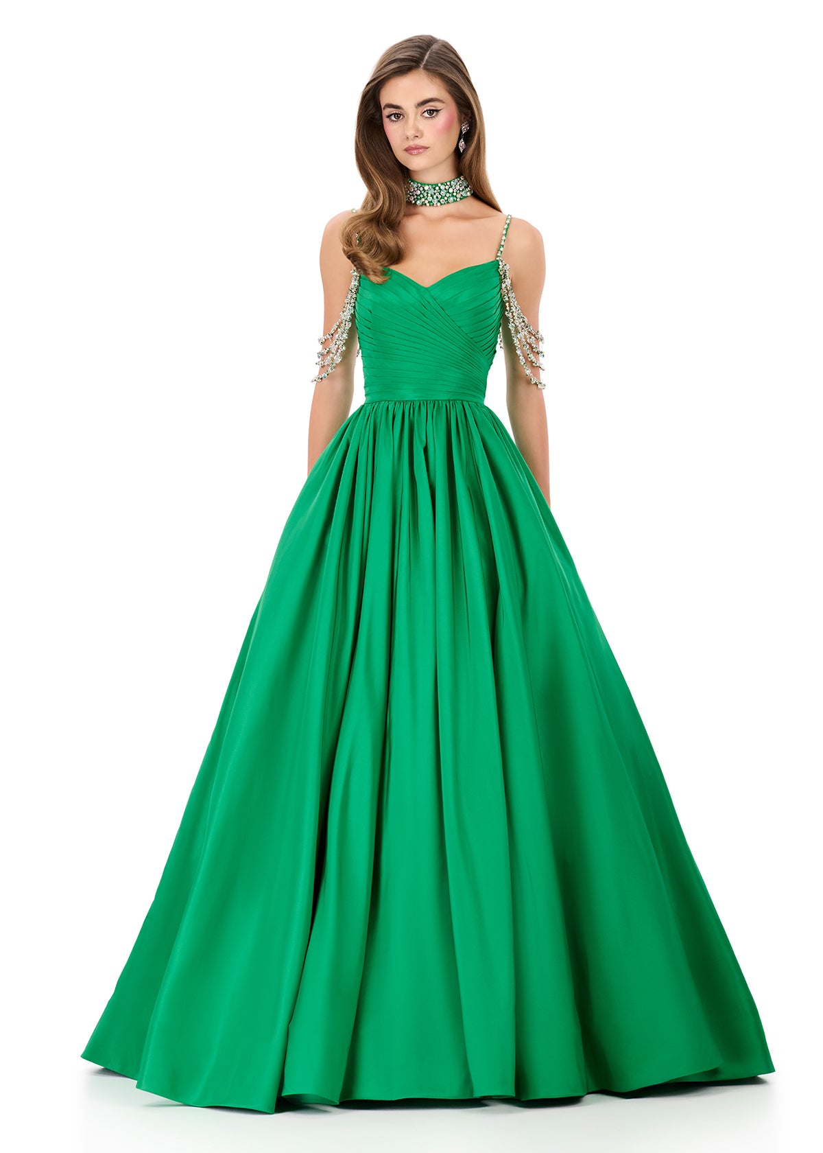 ASHLEYlauren Style 12300 - Pageant Ball Gown with Off Shoulder Straps