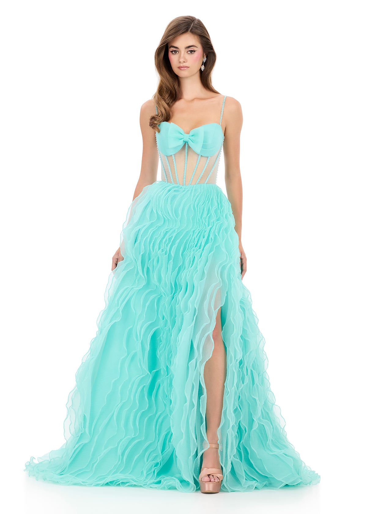 ASHLEYlauren Style 12307 - Sheer Corset Prom Ball Gown