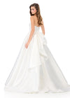 ASHLEYlauren 12358 | Ivory strapless mikado ball gown with ruched bustier, voluminous skirt, and bow back detail