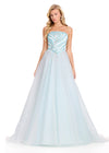 ASHLEYlauren 12389 Gown | Sky glamorous beaded strapless corset with organza ballgown skirt prom dress