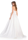 ASHLEYlauren 12396 Gown | Elegant Ivory evening gown with a clean strapless back, oversized bow accent, and dramatic sweeping train