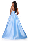 ASHLEYlauren 12397 Gown | Classic Ice Blue ball gown featuring a structured strapless sweetheart bodice, corset-inspired detailing, a dramatic full skirt, and matching neck piece