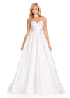ASHLEYlauren 12397 Gown | Ivory strapless satin gown designed with a sculpted sweetheart neckline, structured corset, a timeless full ball gown silhouette, and a dazzling matching neck piece