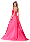 ASHLEYlauren 12401 Gown | Pink full length elegant gown strapless with big bow zip up