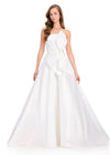 ASHLEYlauren 12401 Gown | Ivory Strapless ball gown with elegant bow zip up back