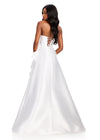 ASHLEYlauren 12402 Gown | elegant full length gown with strapless top bow and ruffles on the side corset back