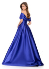 ASHLEYlauren 12403 Gown | Full length royal blue evening gown with off the shoulder straps