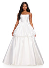 ASHLEYlauren 12404 Gown | Ivory full length elegant ball gown with 2 layers and a zip up back