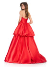 ASHLEYlauren 12404 Gown | Red elegant ball gown with 2 layers with a back zipper