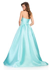 ASHLEYlauren 12406 Gown | Aqua elegant formal evening gown featuring an elegant bow and zip up back