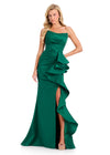 ASHLEYlauren 12408 Gown | Emerald green strapless full length mermaid style gown featuring a ruffle on the side and corset backing