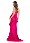 ASHLEYlauren 12408 Gown | strapless pink prom with with elegant ruffles on the side corset backing