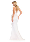 ASHLEYlauren 12408 Gown | White strapless trumpet style gown with V-shaped lace up back