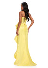 ASHELYlauren 12408 Gown | Yellow strapless form fitting shaped gown with a V-shaped lace up back