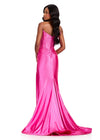 ASHLEYlauren 12416 Gown | Hot pink full length sparkly zip up gown with cinched back