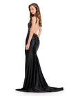 ASHLEYlauren 12419 Gown | Gorgeous black prom dress with sparkles and open back