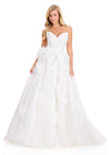ASHLEYlauren 12422 Gown | Elegant strapless full length gown with floral embellishments all over gown