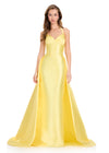 ASHLEYlauren 12430 Gown | Beautiful yellow corset top evening gown with overskirt zip up