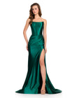 ASHLEYlauren 12432 Gown | Deep green prom dress strapless synched back full length gown