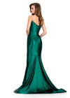 ASHLEYlauren 12432 Gown | dark green elegant full form fitted strapless dress with stunning synched back