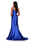 ASHLEYlauren 12432 Gown | Deep dark Blue full length fitted elegant gown zip up with gorgeous synch on the back