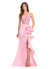 ASHLEYlauren 12435 Gown | Formal evening gown in light pink with ruffles and fully stoned top