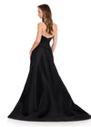 ASHLEYlauren 12436 Gown | Formal full length evening gown with stoned bottom and a stoned collar overskirt