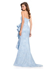 ASHLEYlauren 12437 Gown | Elegant light blue strapless mermaid style gown with ruffles on the side