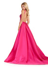 ASHLEYlauren 12438 Gown | Formal full length evening gown fully beaded hot pink with overskirt