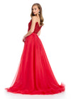 Back - Elevate your look with this stunning layered organza overskirt featuring a structured wire hem and a sweeping train. The perfect statement piece to add flair to any dress, romper, bodysuit, or jumpsuit.