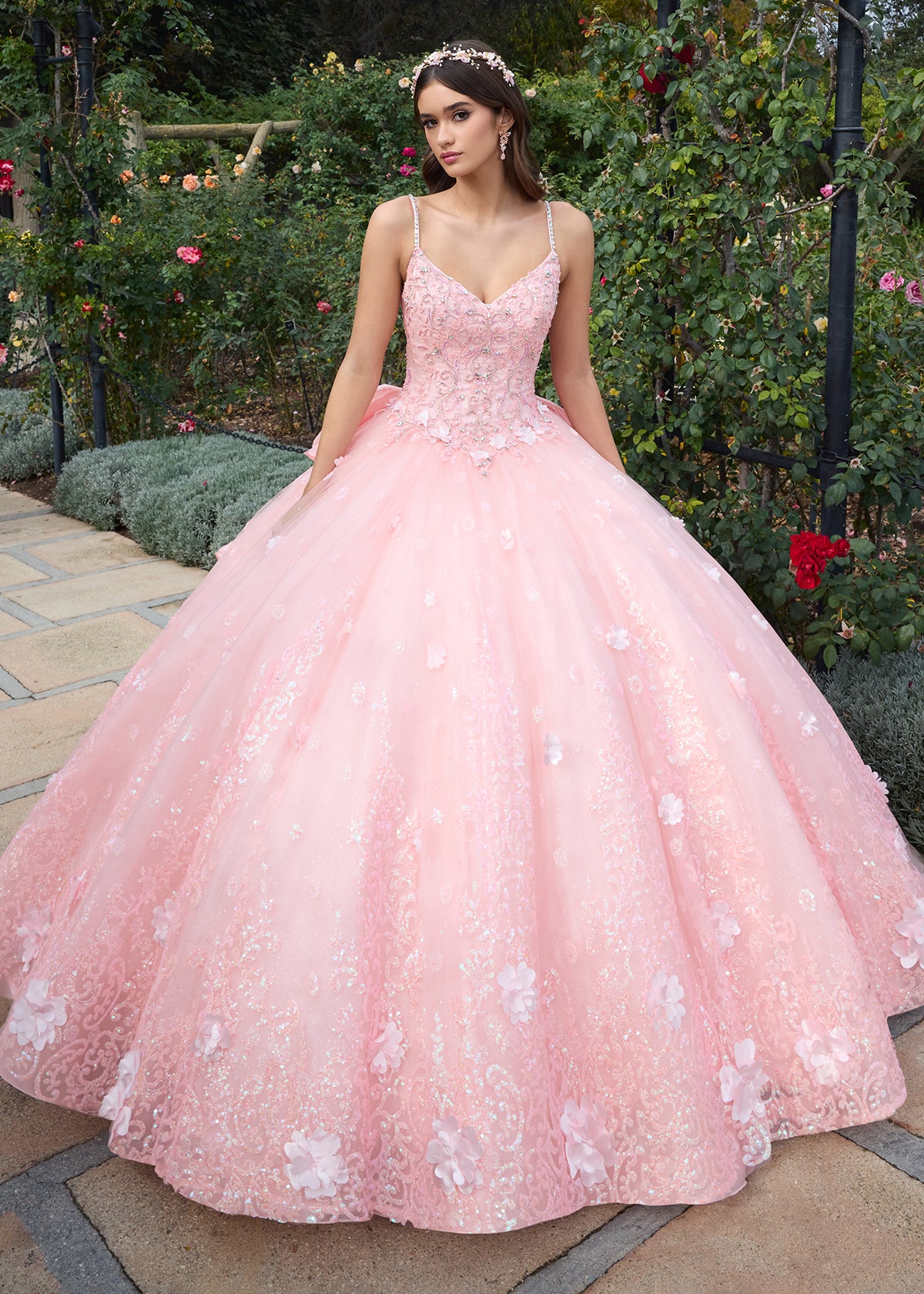 ASHLEYlauren 30112 Beaded Glitter Tulle Quinceañera Gown