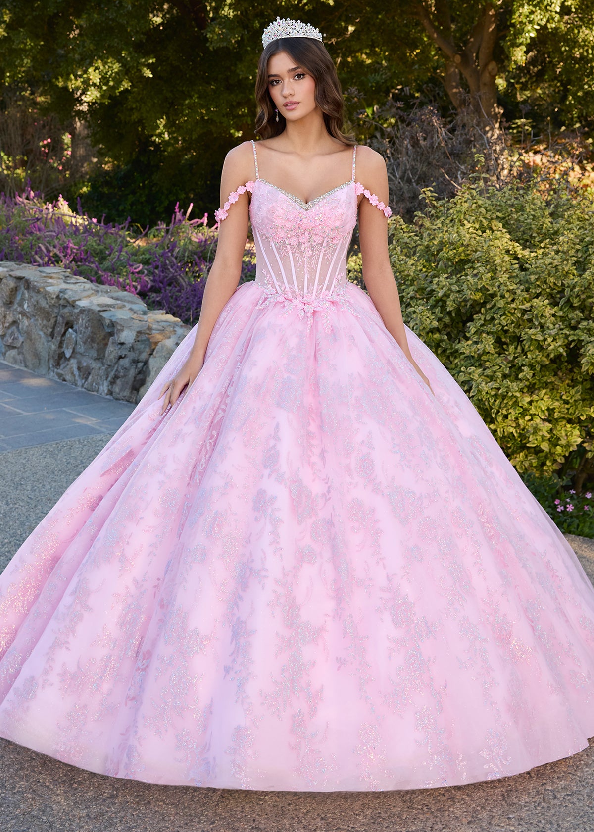 ASHLEYlauren 30113 Fairytale Lace Glitter Quinceaera Gown ASHLEYlauren 30113 Fairytale Lace Glitter Quinceaera Gown