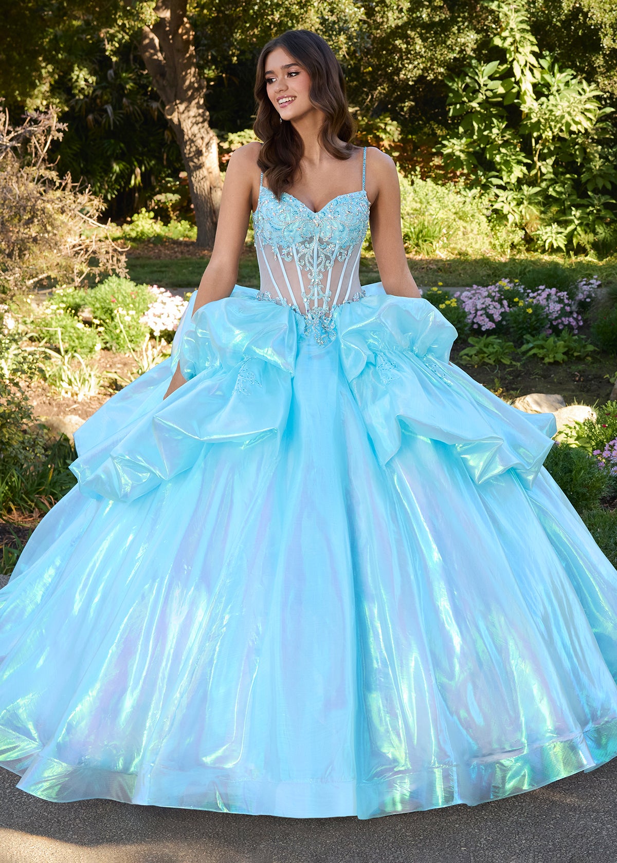 blue dress for baby girl La Femme 33003 Dress | La Femme Dresses main image 1