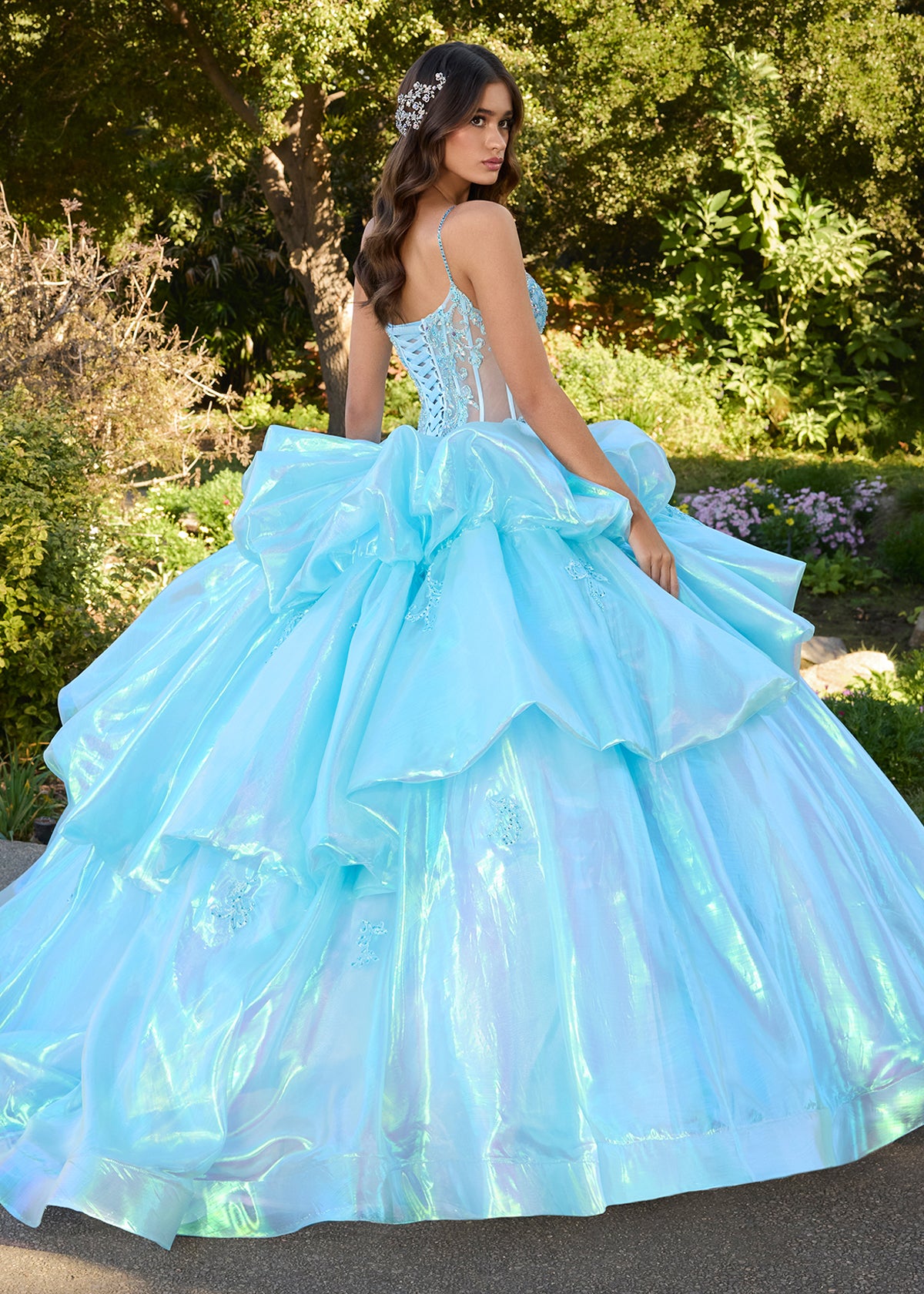 ASHLEYlauren 30115 Metallic Organza Ball Gown with Beaded Bustier ASHLEYlauren 30115 Metallic Organza Ball Gown with Beaded Bustier