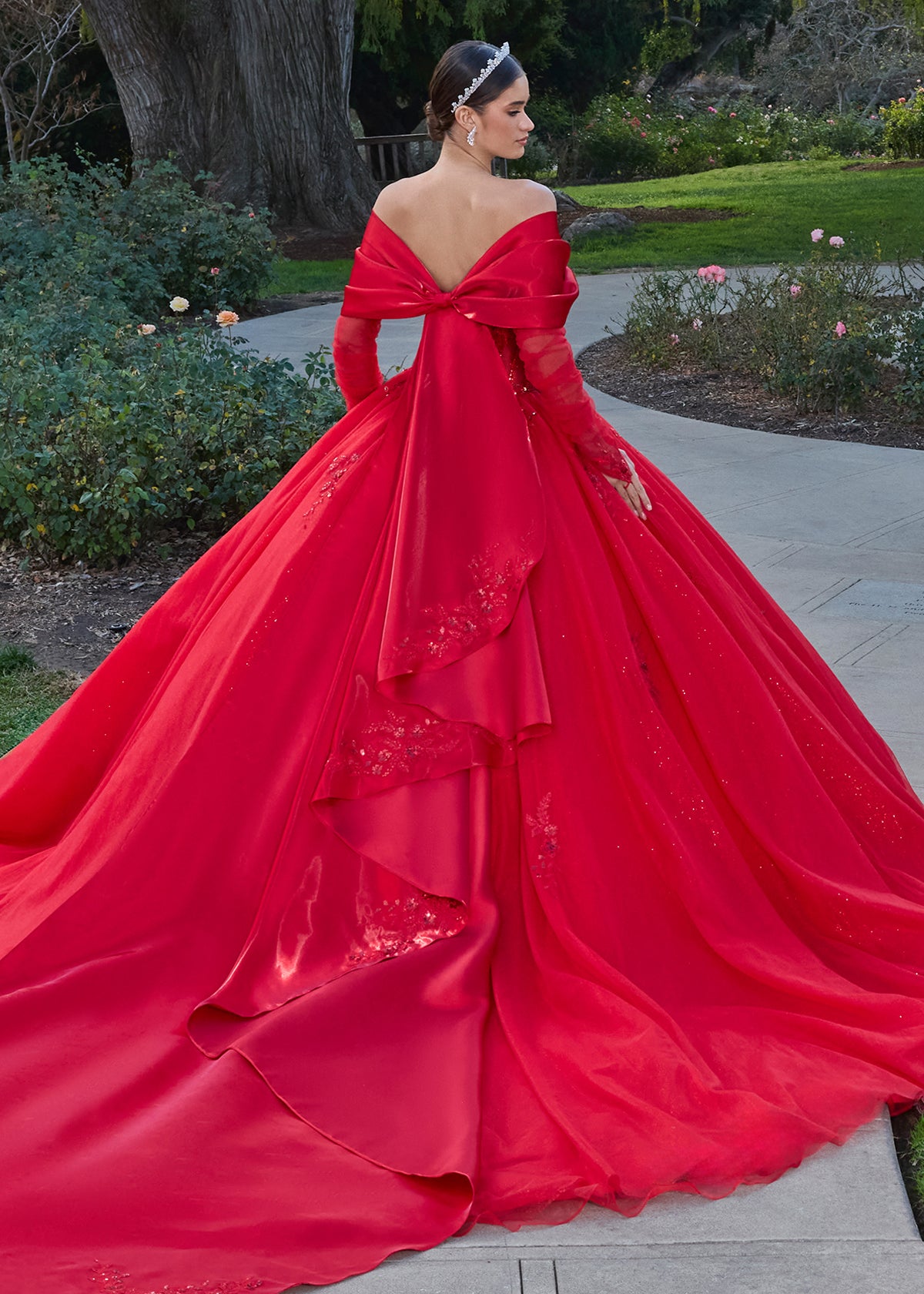 ASHLEYlauren 30117 Strapless Glitter Tulle Quinceañera Gown