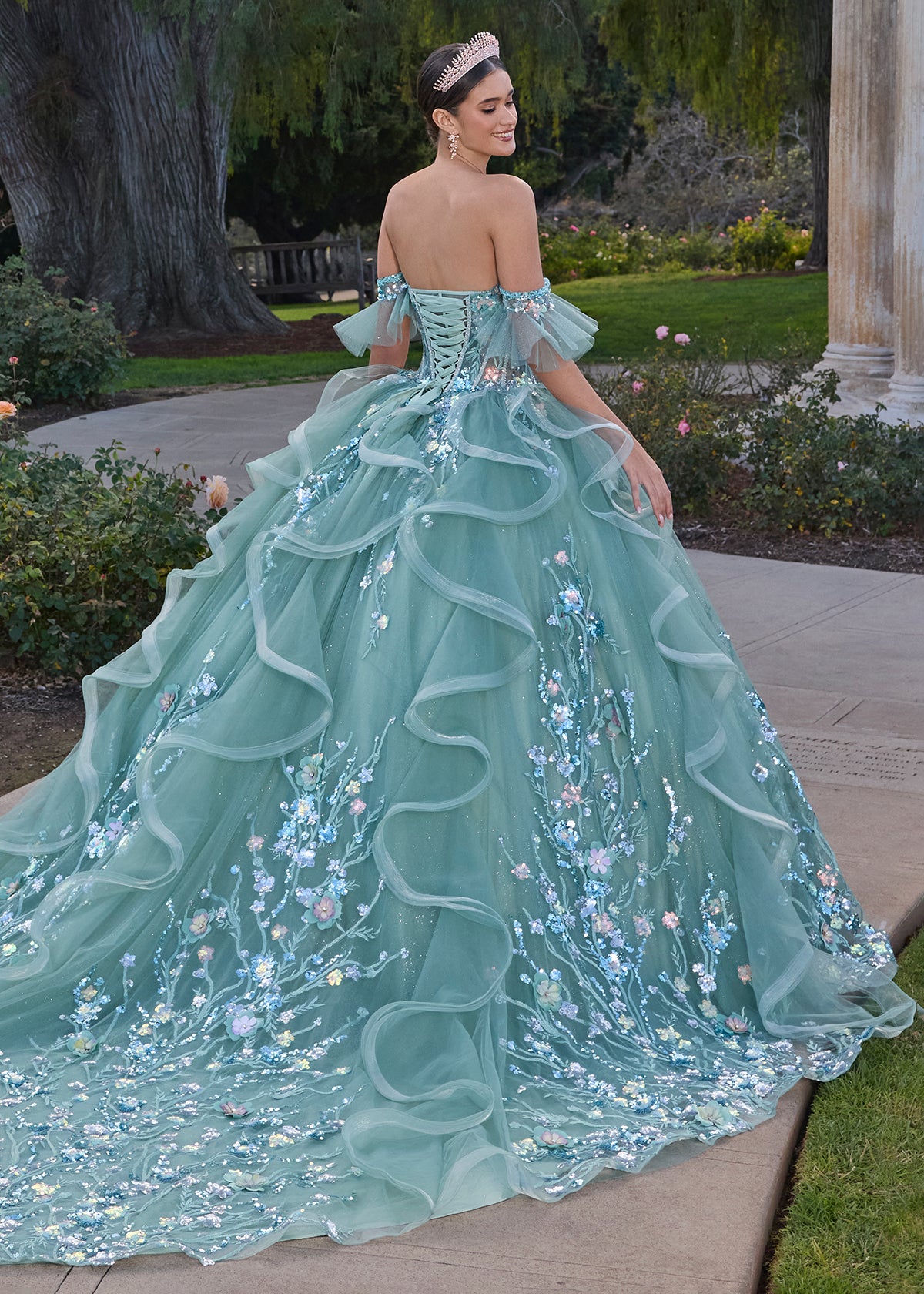 ASHLEYlauren 30120 Off-Shoulder Ruffle Quinceañera Ball Gown