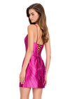 ASHLEYlauren 40021 Gown | Berry form fitting lace up corset cocktail dress with detailed beaded pattern