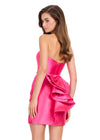 ASHLEYlauren 40024 Gown | Fuchsia flattering mini dress strapless with waist ruffle at back